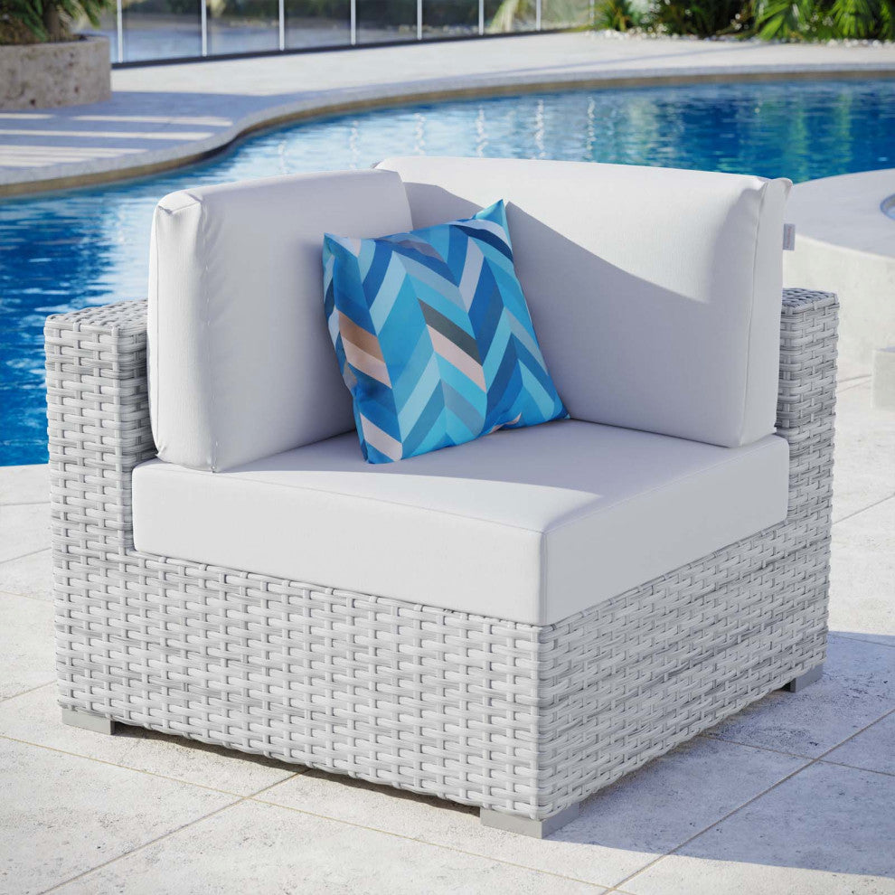 Convene Outdoor Patio Corner Chair Light Gray White