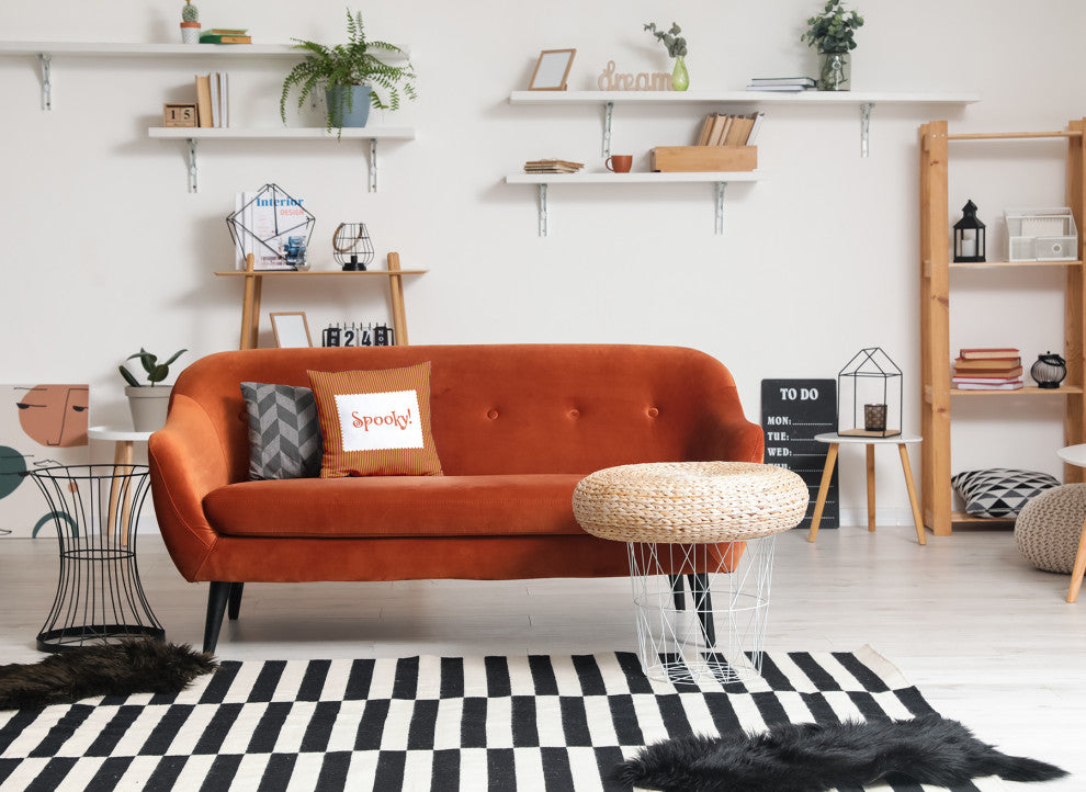 Halloween Spooky Ticking Accent Pillow With Removable Insert, Dark Red, 26"x26"
