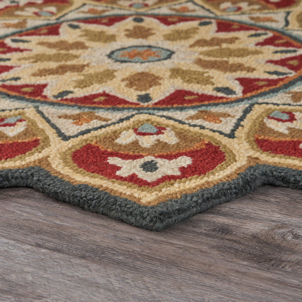 Red Sunflower Area Rug, 4' Round