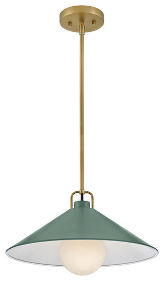 Lark Milo 16" Pendant Light, Lacquered Brass + Sage Green shade