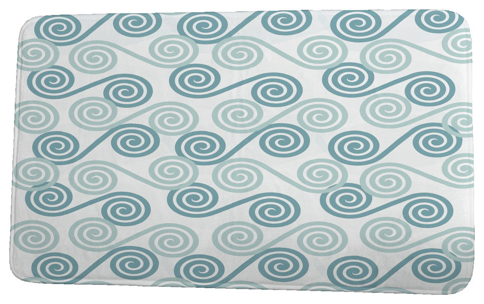 Intercoastal Waterway Rip Curl Geometric Print Bath Mat, Aqua, 17"x24"