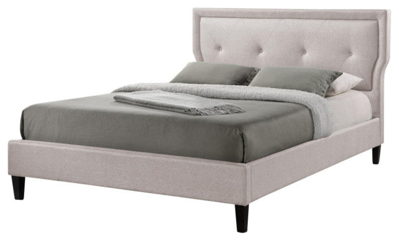 Marquesa Contemporary Light Beige Fabric Queen Size Bed