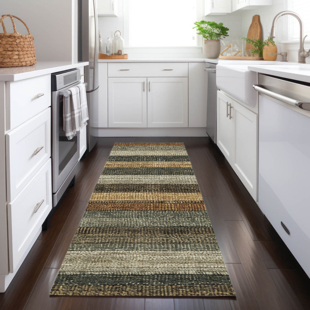 Machine Washable Indoor/Outdoor Chantille ACN1865 Khaki 2'3" x 7'6" Runner Rug