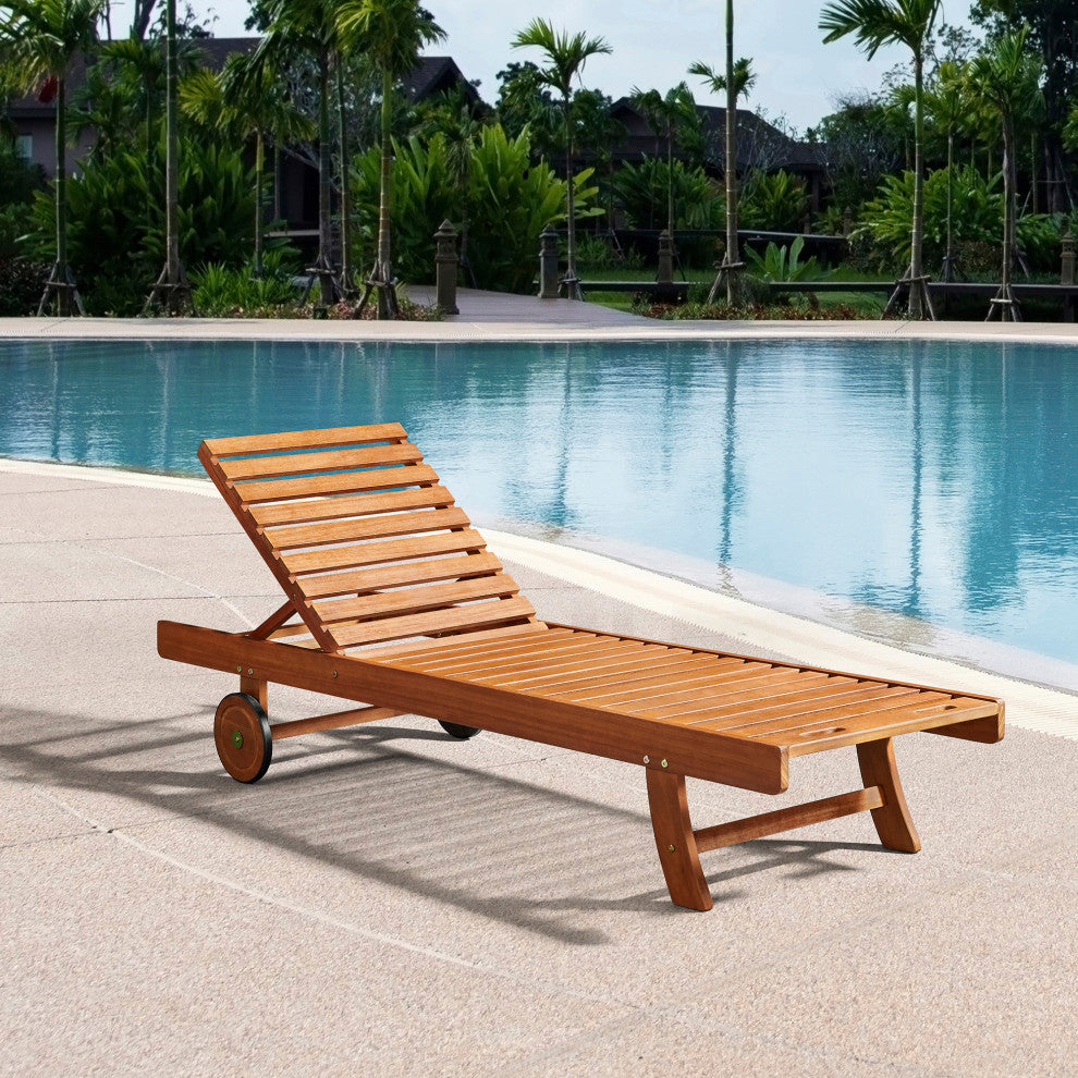Caspian Eucalyptus Wood Outdoor Lounge Chair