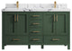 Malibu 60 Double Sink Bathroom Vanity in Lafayette Green 2" Viola Night
