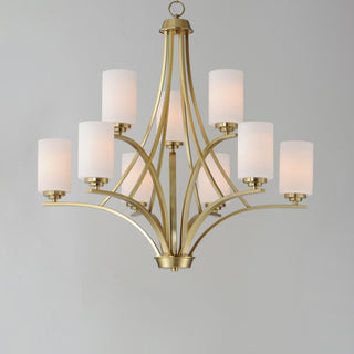 Maxim 20036 Deven 9 Light 32"W Pillar Candle Style Chandelier - Satin Brass