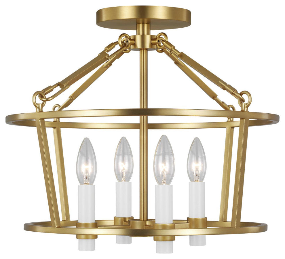 Marston Semi Flush Mount, Burnished Brass