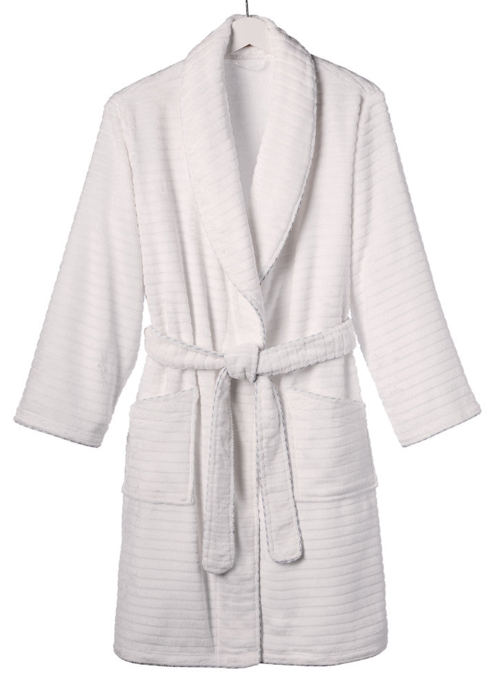 Well Being By Sunham Plush Robe, White, Large