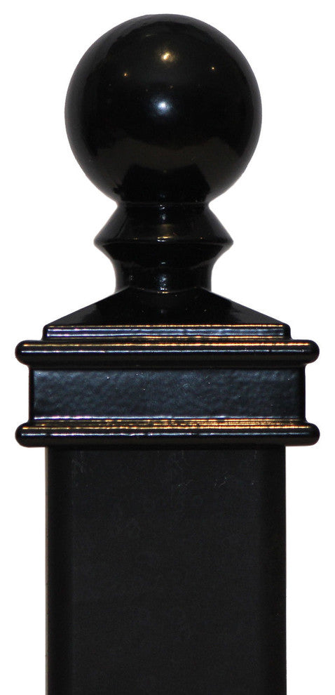 2"x2" Aluminium Ball Top Post Cap for Metal Posts, Pressure Fit, Black (DHBPC20)