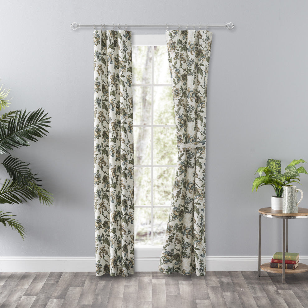 Madison Floral Tailored Panel Pair, Blue, 56"x84"