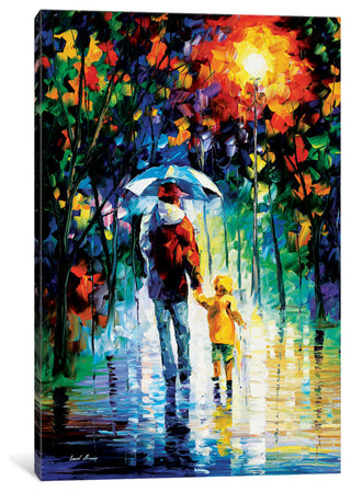 "Rainy Walk With Daddy Gallery" by Leonid Afremov, 26x18x1.5"