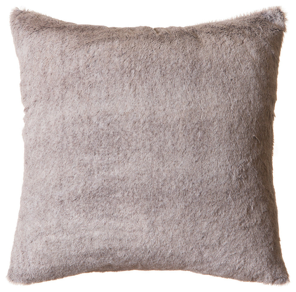 Faux Fur Throw Pillow 18"X18" (Cover Only), Grey Mink Plush Rabbit Hair