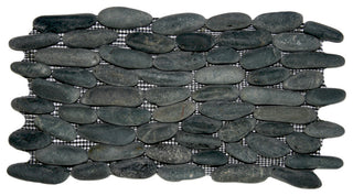 Charcoal Black Pebble Tile - Natural Stone for Shower & Backsplash, 6x12