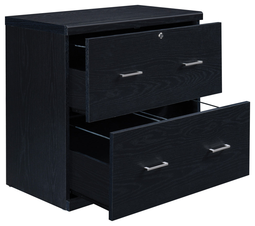 Alpine 2-Drawer Lateral File With Lockdowel Fastening System, Black Finish