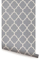 Moroccan Peel and Stick Vinyl Wallpaper, Cool Dark Gray, 24"x108"