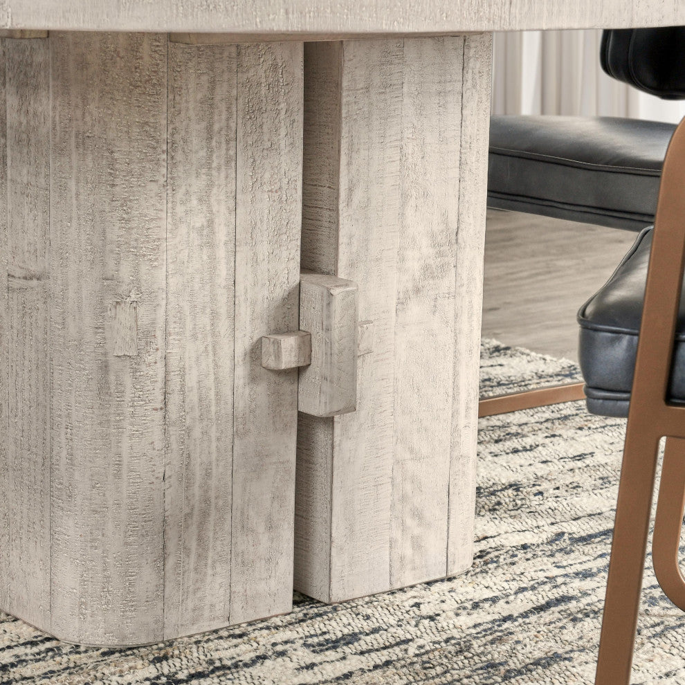 Rosemount 60" Reclaimed Pine Round Dining Table, Aged Brown, Whitewash