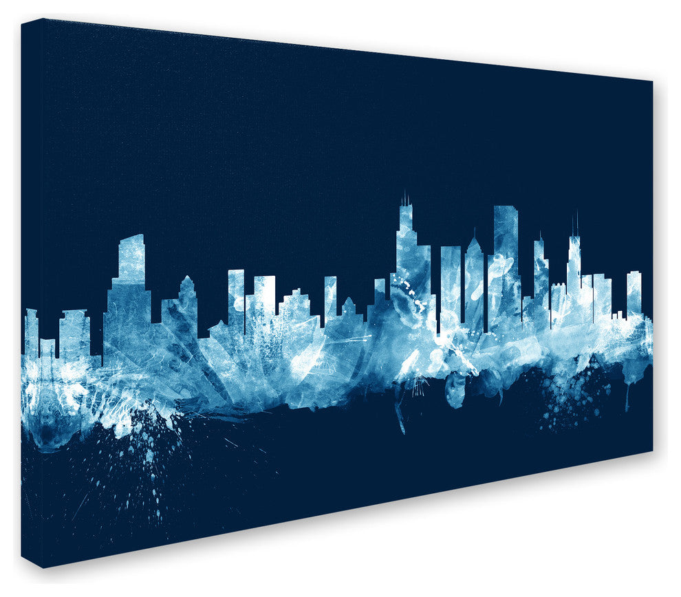 Michael Tompsett ''Chicago Illinois Skyline Navy'' Canvas Art, 12x19