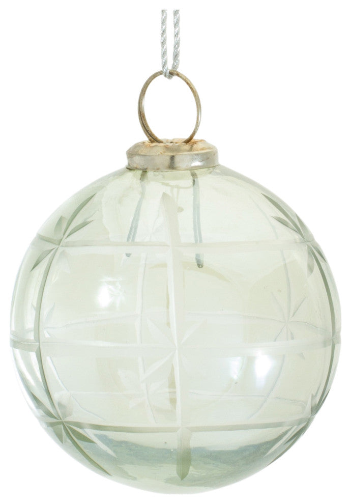 Etched Glass Ball Ornament, Set of 6