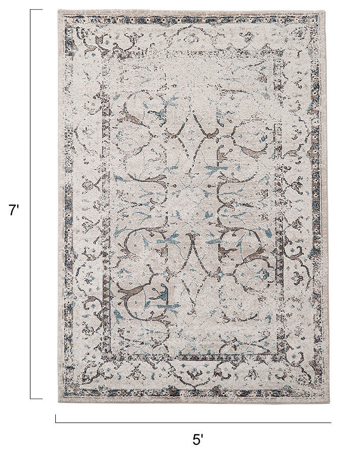 LNC Mat Indoor Distressed Vintage Abstract Non Slip Area Rug, 5' X 7'
