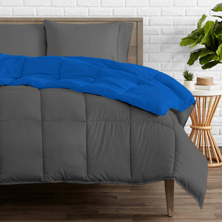 Bare Home Reversible Bed-in-a-Bag, Medium Blue/Gray, Gray, Twin Xl