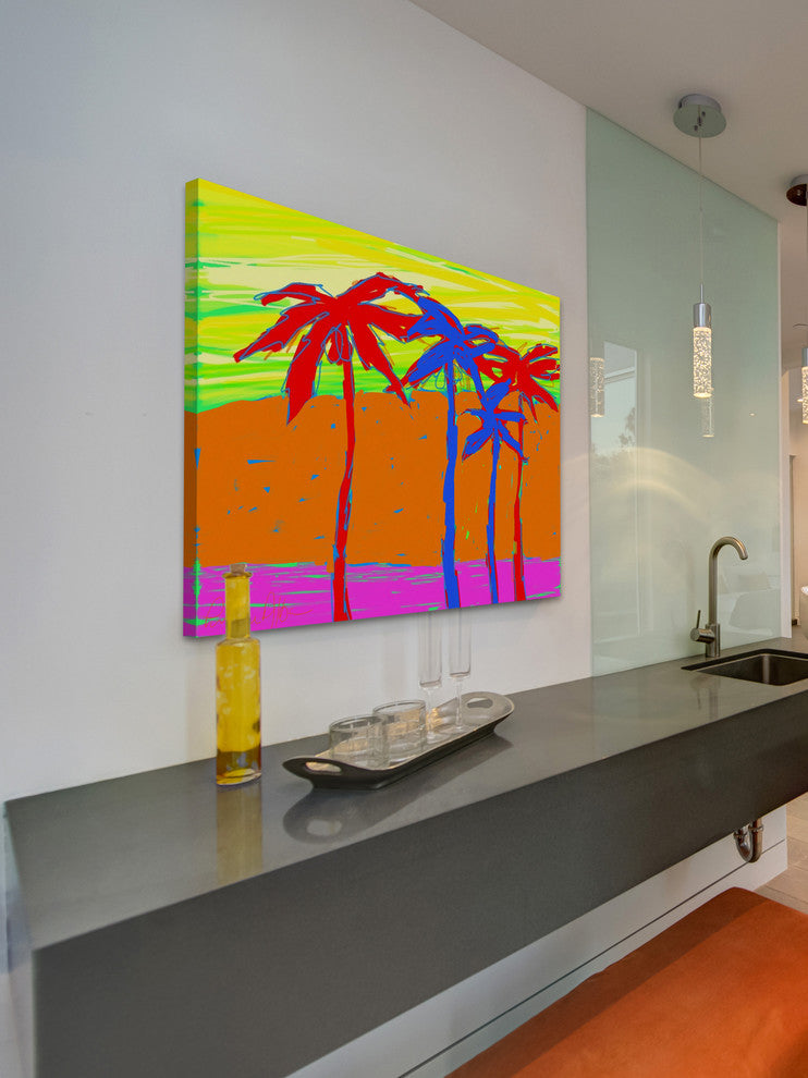 Marmont Hill, "California Palms 3" by Arthur Pina Print on Wrapped Canvas, 18x12