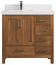 Malibu Teak 36 Left Offset Bath Vanity in Golden Teak 2" White Quartz