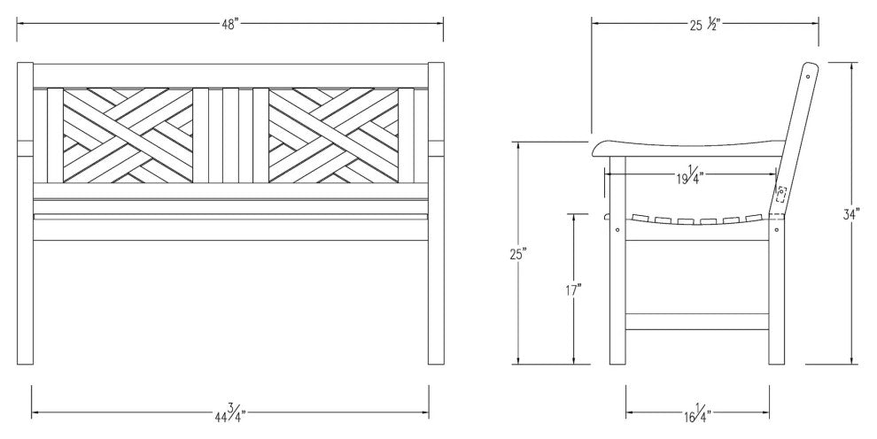 Rocca Weathered Teak Wood Outdoor Bench