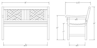 Rocca Weathered Teak Wood Outdoor Bench