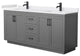 72"DBL Vanity Dark Gray, White Cult. Marble Countertop, Sinks, Black Trim