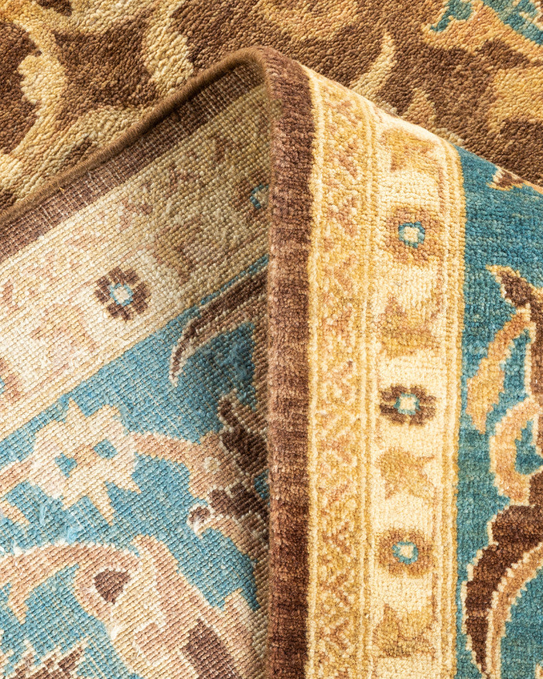 Eclectic, One-of-a-Kind Hand-Knotted Area Rug Yellow, 6' 1 x 8' 7