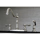Kingston Brass Centerset Kitchen Faucet With Brass Sprayer, Brushed Nickel