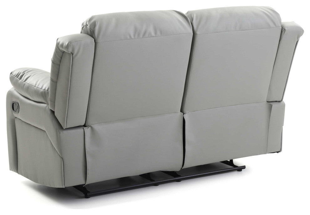 Daria 62 in. W Flared Arm Faux Leather Straight Reclining Sofa, Gray