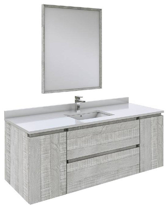 Fresca Formosa 54" Ash Wall Hung Single Sink Modern Vanity Set, Faucet Fft3111ch