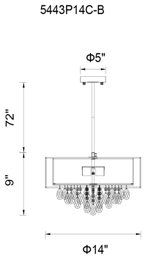 Dash Drum Shade Chandelier, White, 14 Inches