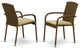 Jubi Patio Chair With Cushion, Brown Wicker, And Beige Cushion - Set Of 2