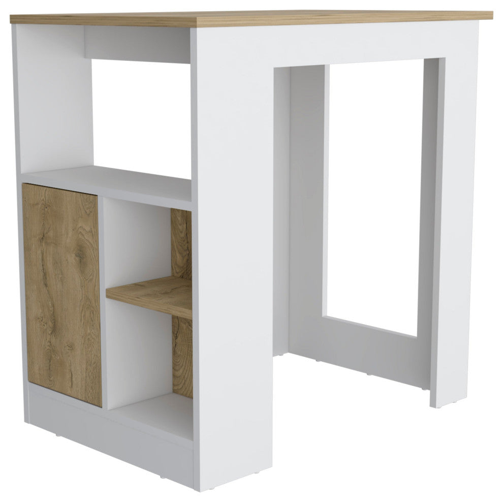 DEPOT E-SHOP Masset Kitchen Island with Side Shelve and Push to open Cabinet