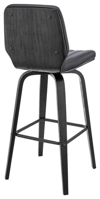Armen Living Renee 30" Faux Leather/Wood Swivel Bar Stool in Gray/Black