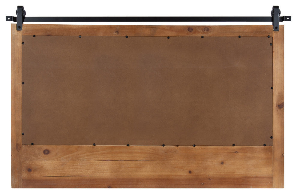 Cates Framed Wall Mirror with Shelf and Hooks, Rustic Brown 42x27