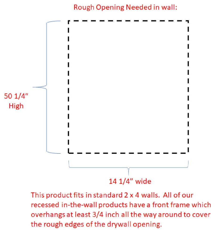 Delta Recessed Unfinished Medicine Cabinet 53h x 15.5w x 3.5d