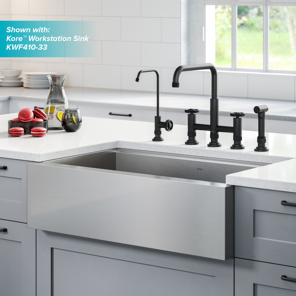 Urbix Bridge Kitchen Faucet, Matte Black, Water Dispenser Ff-101