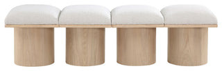 Pavilion Boucle Fabric Upholstered 4-Piece Modular Bench, Cream, Natural Finish