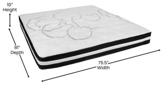 14" Metal Platform Bed Frame, 10" Pocket Spring Mattress & Memory Foam Topper, Black, Queen