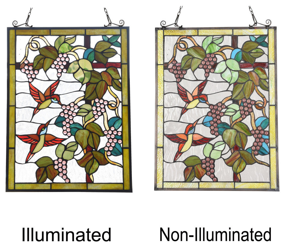 Chloe Lighting Vineyard Tiffany-Style Animal Design Window Panel 18"x25"