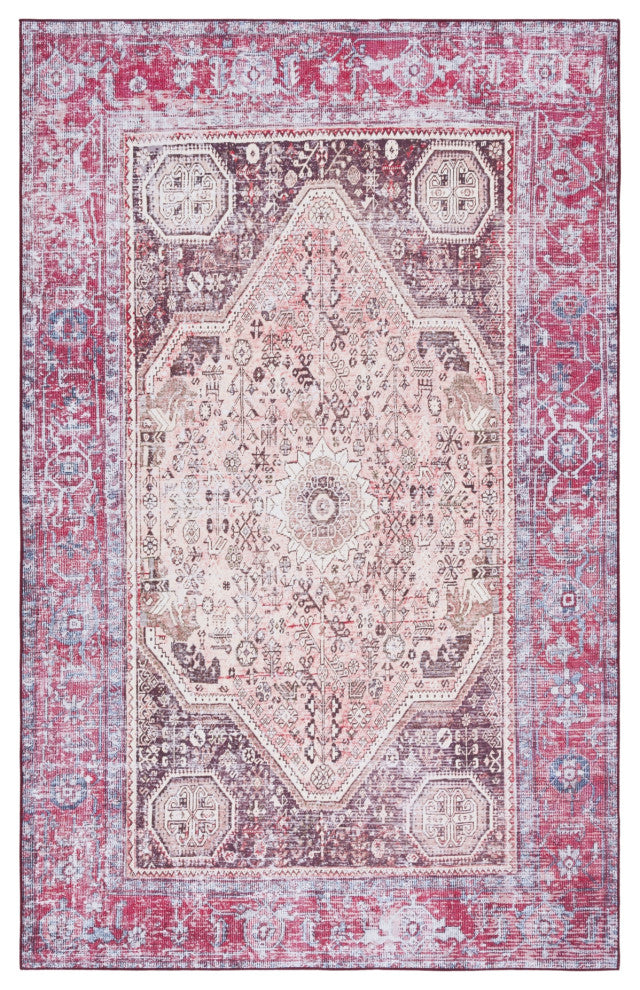Safavieh Tucson TSN132 Rug Machine-Washable, Beige/Red, 3'x5'
