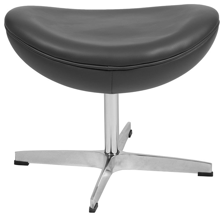Gray LeatherSoft Saddle Wing Ottoman