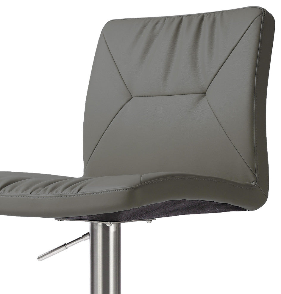 Paddy Dark Gray Vegan Leather on Silver Adjustable Stool