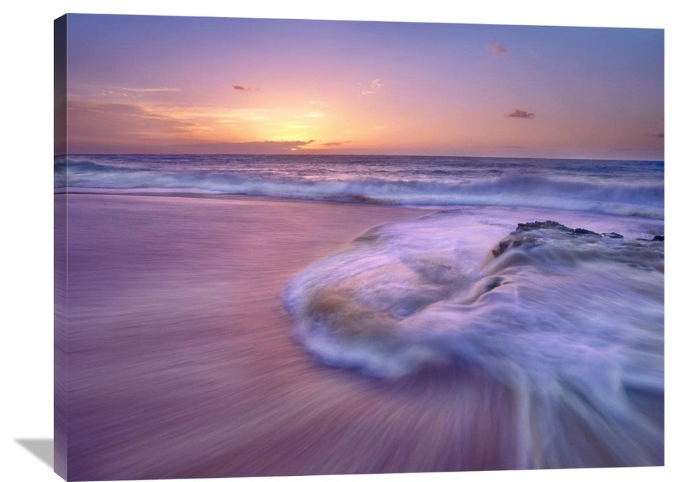 "Sandy Beach At Sunset, Oahu, Hawaii" Artwork, 40" x 30"