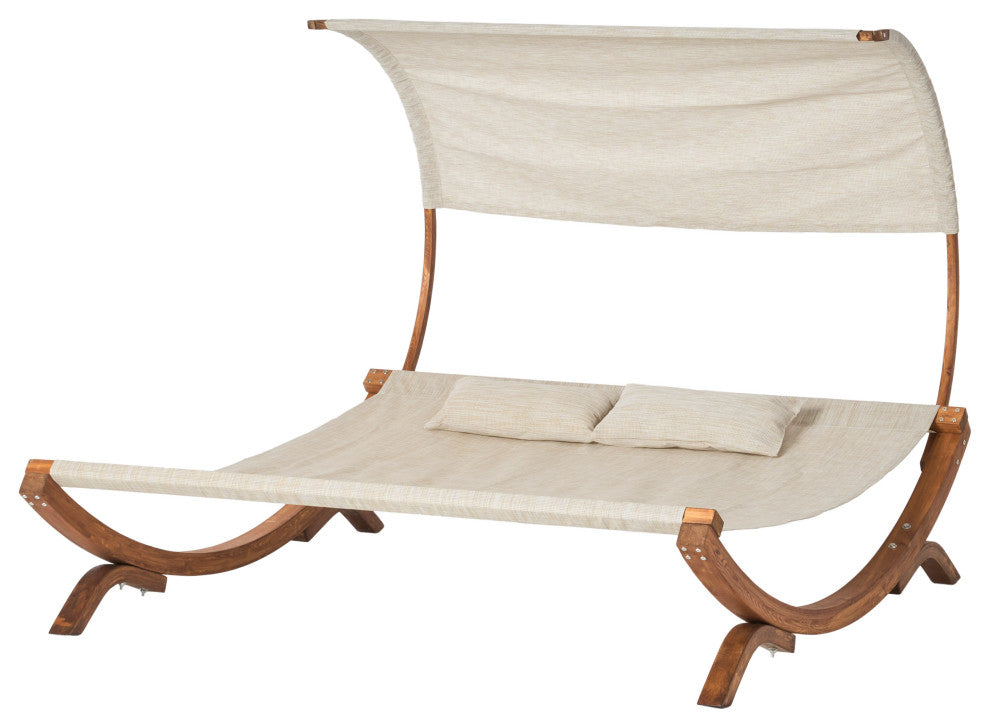 GDF Studio Rosalie Outdoor Patio Chaise Lounge Sunbed And Canopy