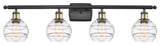 Ballston-Rochester 4-Light 36" Bath Vanity Light, Black Antique Brass, Clear