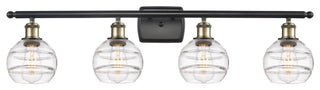 Ballston-Rochester 4-Light 36" Bath Vanity Light, Black Antique Brass, Clear